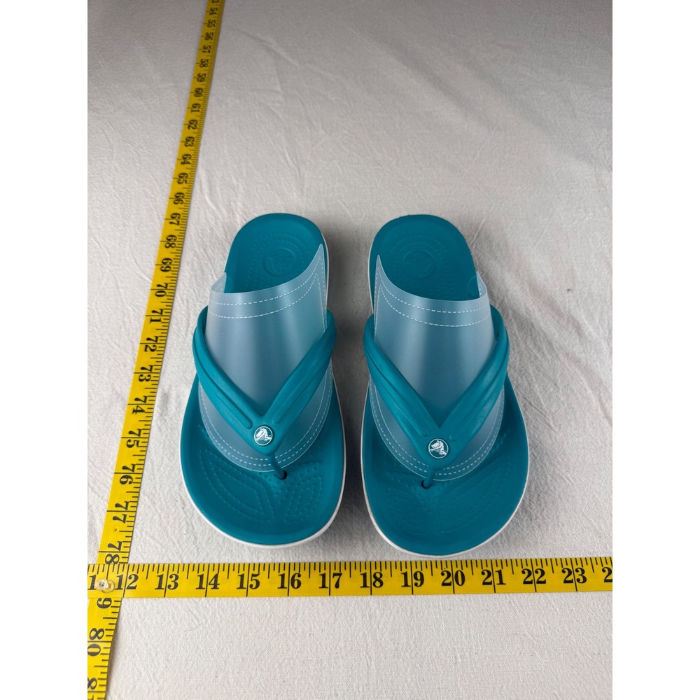 Crocs Flip Flop Sandals Womens 8 Teal Blue Good Condition Double Strap Slide
